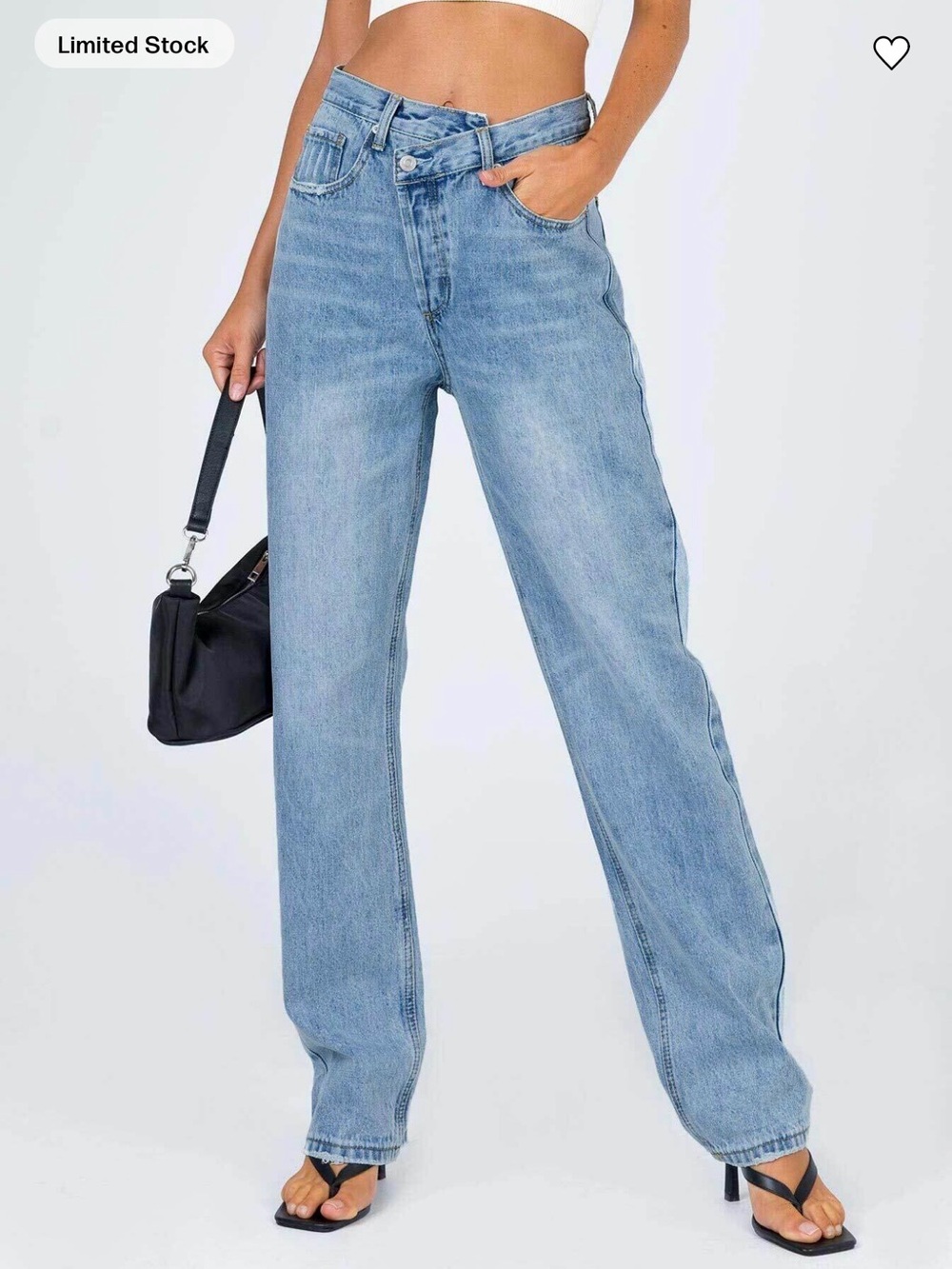 NWOT Holly Asymmetric Straight Leg Jean Light Wash Denim